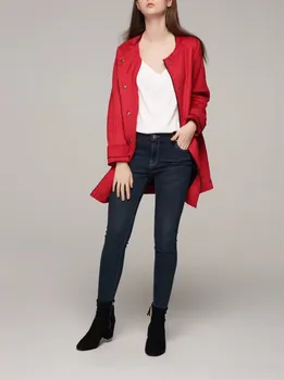 

2018 New Women Autumn Winter Bodycon Jackets Elegant Patchwork Faux Leather Coat Lady Red Suede Matte Long Outwear