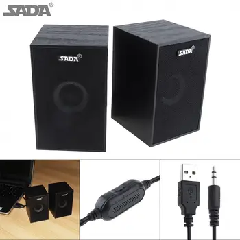 

SADA Portable Mini Wooden Subwoofer Computer Speaker with 3.5mm Audio Plug and USB 2.0 Interface for DVD TV Desktop PC Laptop