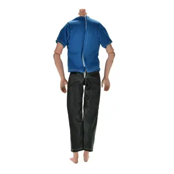 

TOYZHIJIA 2Pcs/Set fashion Blue T-Shirt Black Pantscool Handmade suit for Barbies 11" Dolls Ken Doll Clothes Accessories