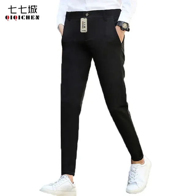 Autumn 2019 Korean Mens Dress Pants Formal Business Casual Slim Fit Autumn 2019 Korean Mens Dress Pants Formal Business Casual Slim Fit Black Gray Skinny Suit