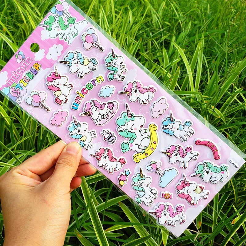 New Cute Unicorn Cartoon Waterproof Sticker 3D Decorative Stickers Scrapbooking Stick Label Diary Notebook Stickers Kids Toys E