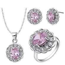 Высокое Качество Белое золото 6 Цвет горный хрусталь Шарм Для женщин партии/Юбилей Цепочки и ожерелья/серьги/кольца Ювелирные наборы t538-6