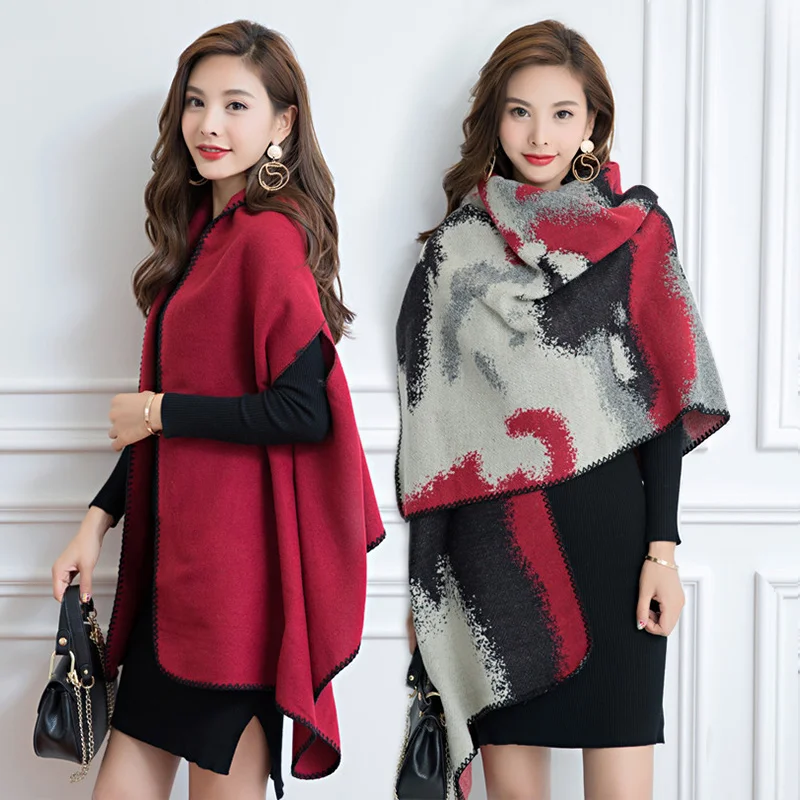 

Winter Wearable Sleeve Shawls and Wraps for Ladies Winter Ponchos And Capes Ladies Blanket Scarves Poncho All-Matc Stoles