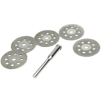 

5X 22mm Mini Discs Practical diamond cut Revolving + 1 Mandrel