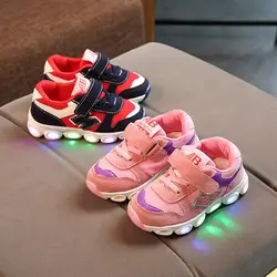 208 Новый светодио дный освещение мальчик спортивная обувь в детские светящиеся Девушки Весна и осень детская обувь
