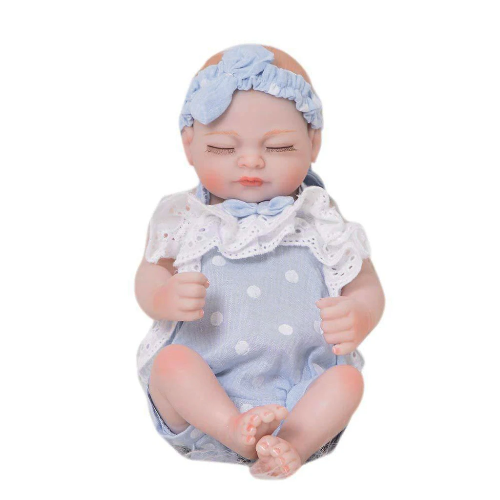 Newborn Baby Doll Clothes for 10-11inch Reborn Girl Baby Rompers Bowknot Headband Complete Look Outfit