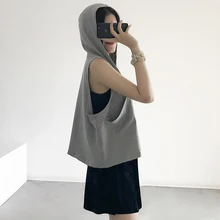 Женская Спортивная толстовка с карманом, повседневная майка, жилет, свободная одежда для тренировок, топ для йоги, спортивная одежда для женщин, Спортивная рубашка без рукавов