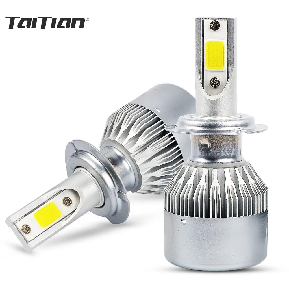 Taitian 2 шт. COB 72 Вт 7600LM 6000 К DC12V Светодиодные фары H1 H4 H7 автомобилей туман лампа H11 9005 9006 Canbus свет лед авто лампы для Toyota