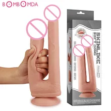 Dual Heads Anal Dildo With Suction Cup Skin feeling Realistic Dildo Massager Sex Stimulator Toys for Women Female Masturbation