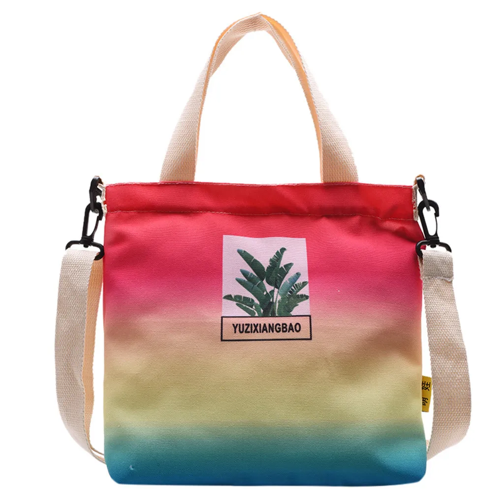 

Ladies Hand Bags Casual Canvas Women Colorful Handbag Tote Female Student Shoulder Bag Literary Gradient Color Crossbody Bag