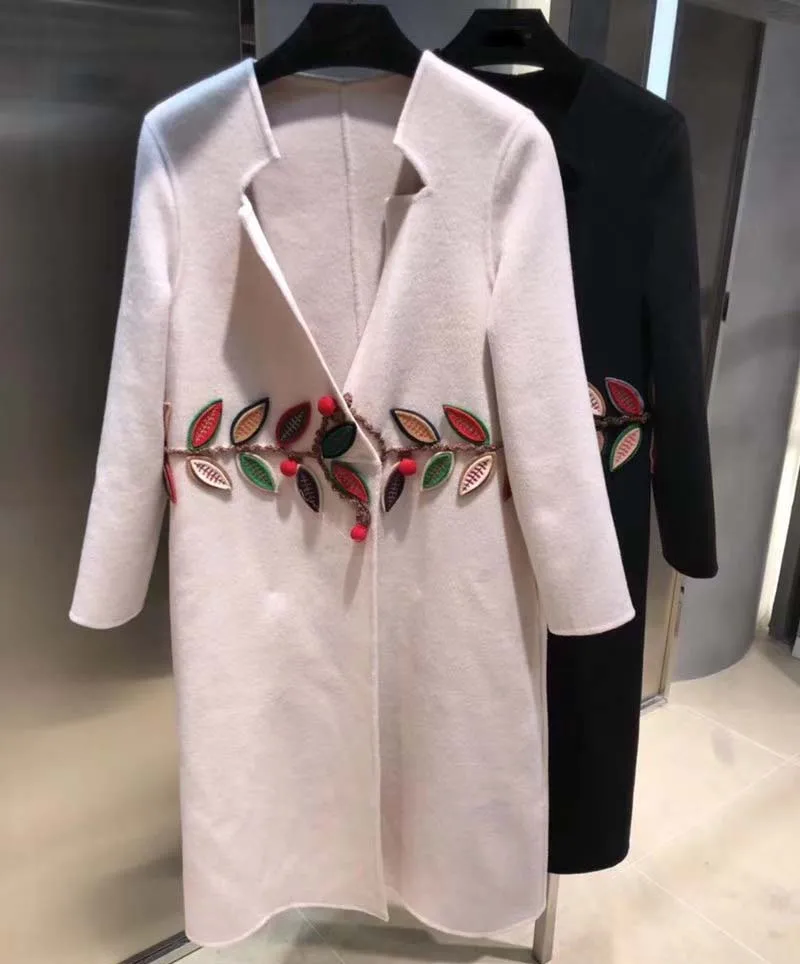 

Wool coat fashion the new three-dimensional embroidery ropa mujer invierno vadim elegant temperament long winter coat women