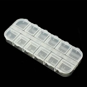 

12 Checks Empty Nail Art Decorations Storage Case / Box with Independent Covers rhinestone case organizer
