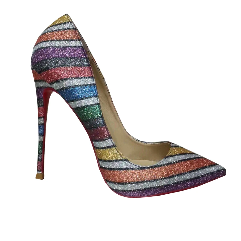 Большие размеры 34-45, блестящие классические женские модельные туфли с острым носком пикантные элегантные вечерние туфли на высоком тонком каблуке