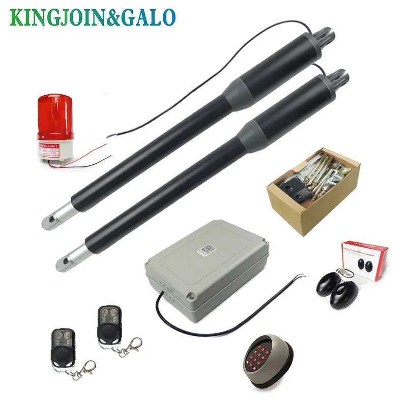 200kg-300kg swing gate linear actuator motors Kit with push button photocell alarm lamp(GSM module keypad optional)