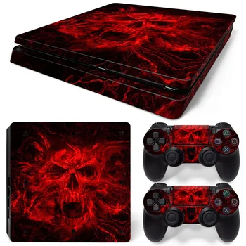 

Free Drop Shipping Vinyl Cover Decal for PS4 Slim Skin Sticker TN-P4Slim-0149 Red skulls