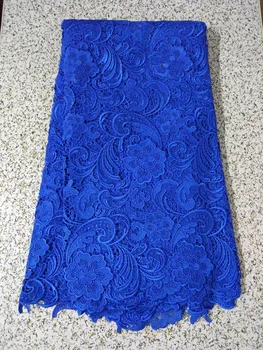 

5Yards/pc Elegant royal blue flower african water soluble lace embroidery french guipure lace for dressing LE23