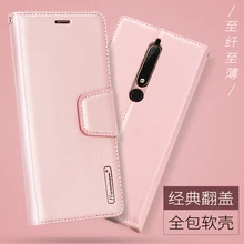 

Hanman Sheepskin Leather Case For Nokia 6 2018 Case Flip For Nokia6 2018 Cover Book Card Holder Stand Wallet Cases Coque Funda