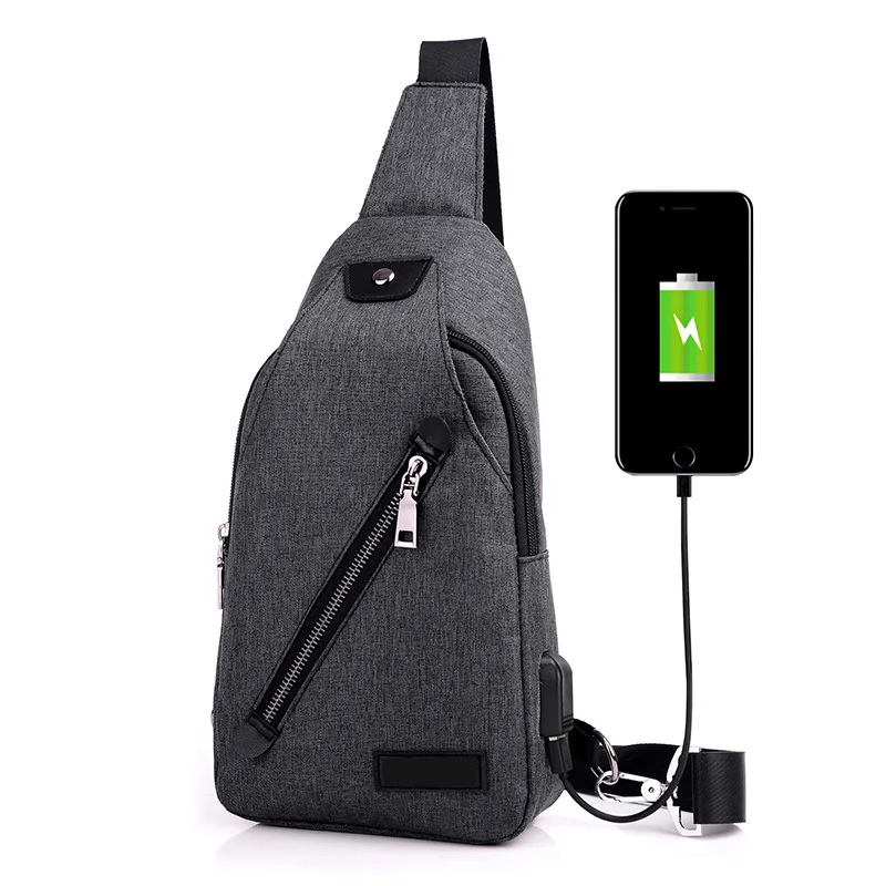 

High Quality Casual Man Crossbody Bags With USB Charging Port Travel Men Shoulder Chest Bag For Walking Popular
