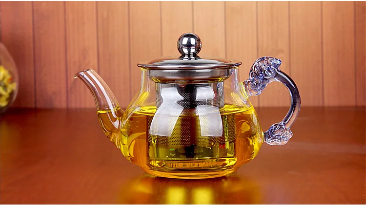 Термостойкий стеклянный чайник с крышкой и Нержавеющее ситечко кувшин для горячей или холодной воды маленькая бутылка для чая с фруктами и цветами 400 мл SH363