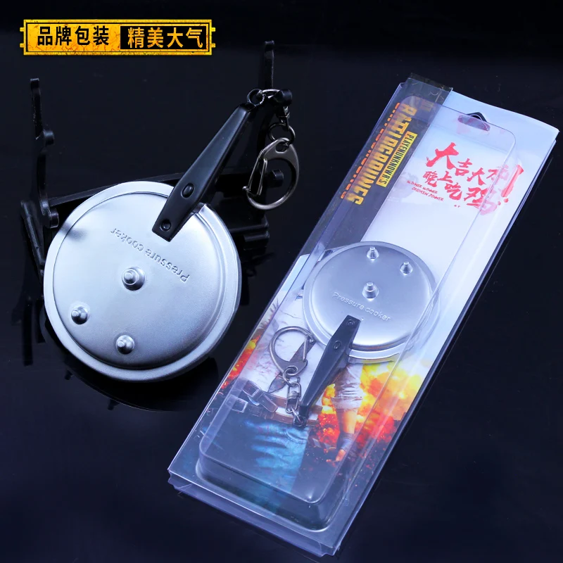 

Game Playerunknown's Battlegrounds 3D Keychain PUBG Pressure Cooker Keyring saucepan Pendant funny kids Toy accessories