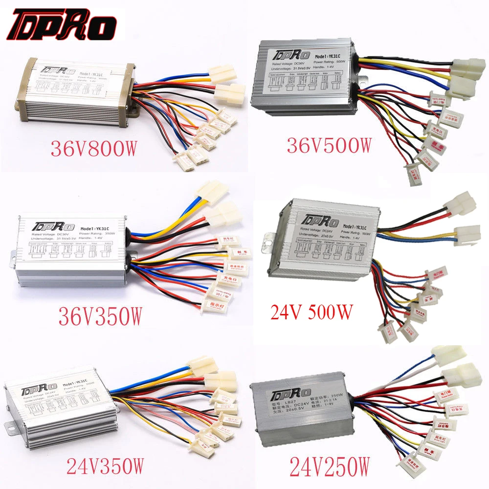 

TDPRO 24V/36V 250W/350W/500W/800W Electric Bicycle Brush Motor Speed Controller Box For ATV Go Kart Quad Buggy Pit Bike Scooter