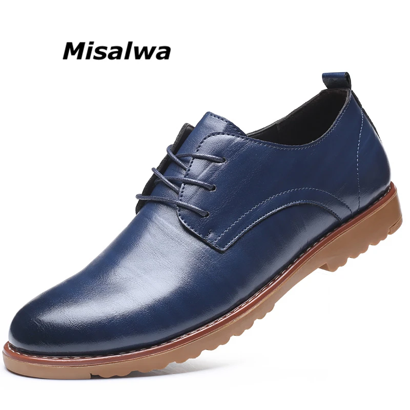 

Misalwa Drop Shipping Leather Male Causal Shoes Hot Sale Autumn New Mens Leather Flats Lace-Up Large Sizes Oxford Shoes For Men