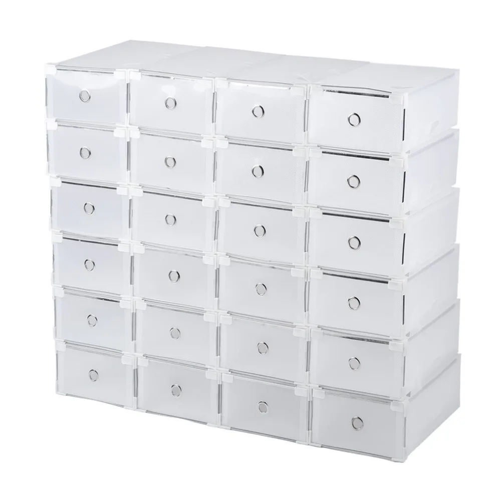 

24 Grids Foldable Plastic Shoe Boxes Universal Home Organizer Stackable Storage Drawer Transparent Home Holding Box