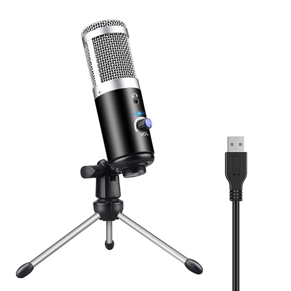 

Professional Microphone for Computer with USB Plug and Tripod Stand Broadcasting Recording Microphones KTV Mic