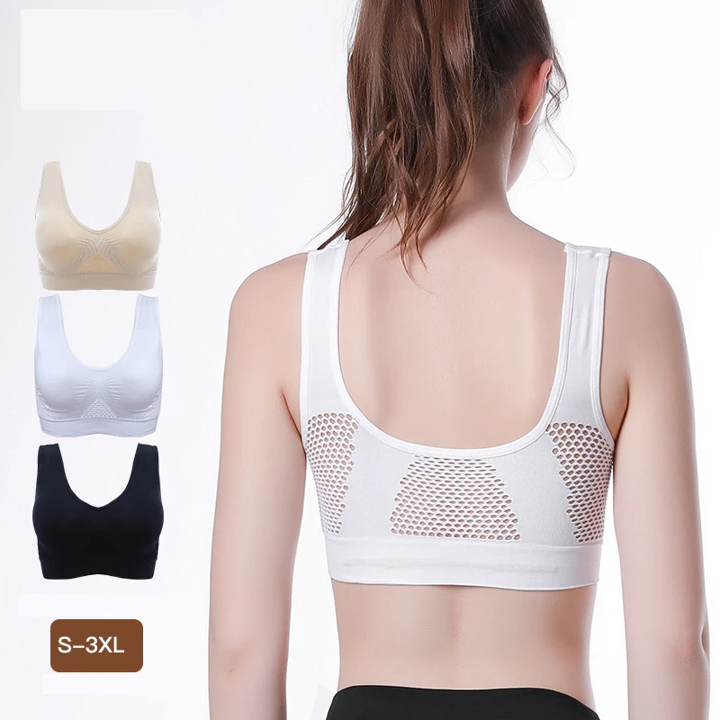 

Women Sexy Lingerie Solid Color Hollow Black Breathable Wireless Push up Sports Underwear Breathable Sleep Bra