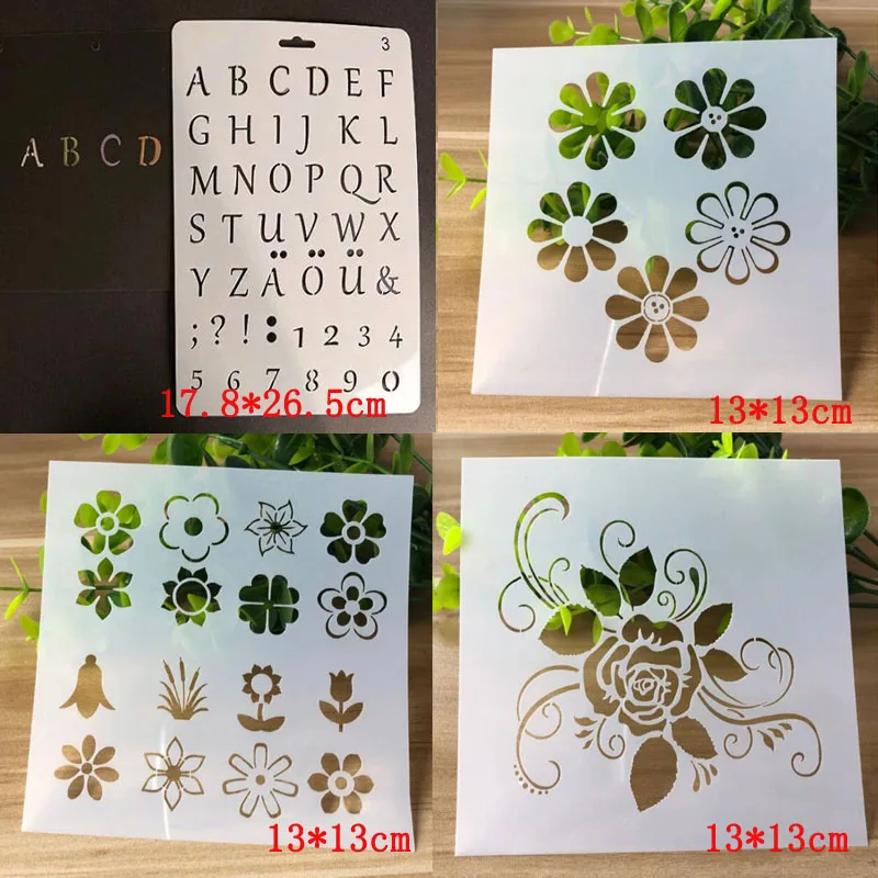 

4pcs Alphabet Bullet Journal Templates Stencil Openwork Painting Template Accessories Sjablonen For Scrapbooking Stencil Decor