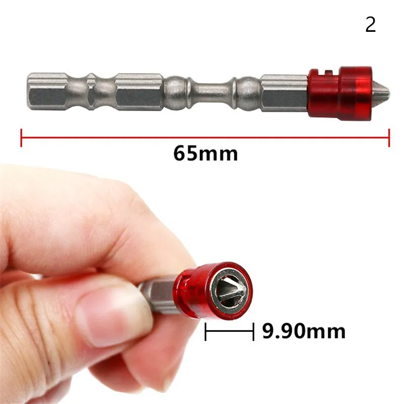 50/60 LMagnetic Driver Одиночная двойная стальная головка с шестигранным хвостовиком с Намагничивающее кольцо крест Магнитный Бит ручная сверлильная электрическая отвертка - Color: Red