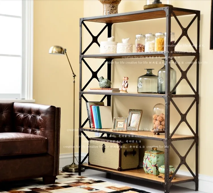 American country wrought iron rust shelf shelves shelving rack retro to do the old imitation