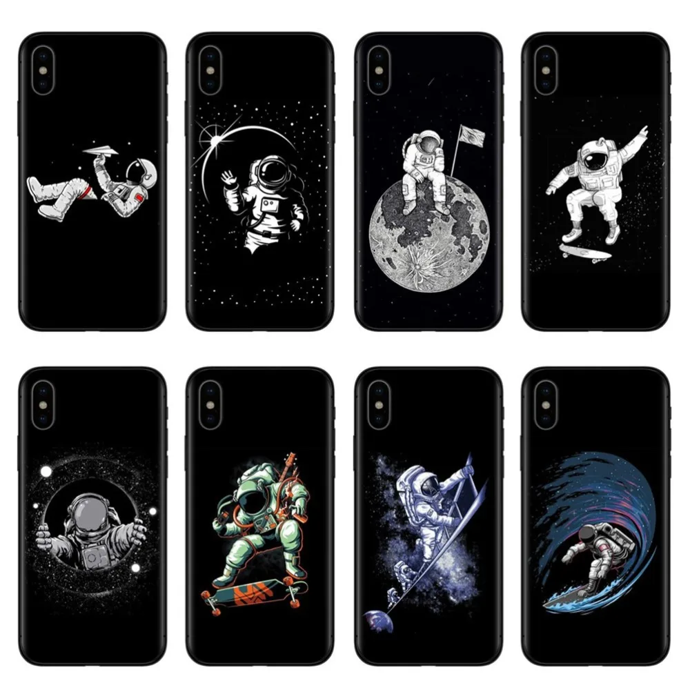 

Funny Space Moon Astronaut Phone Cases For iphone 7 8 6 6S Plus Case For iphone X XR XS Max 5S SE Planet Star Soft Back Cover