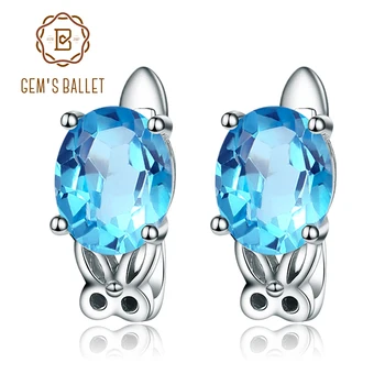 

Gem's Ballet Natural Swiss Blue Topaz Rings 925 sterling silver Wedding Engagement jewelry Accessories For Women Fine Jewelry