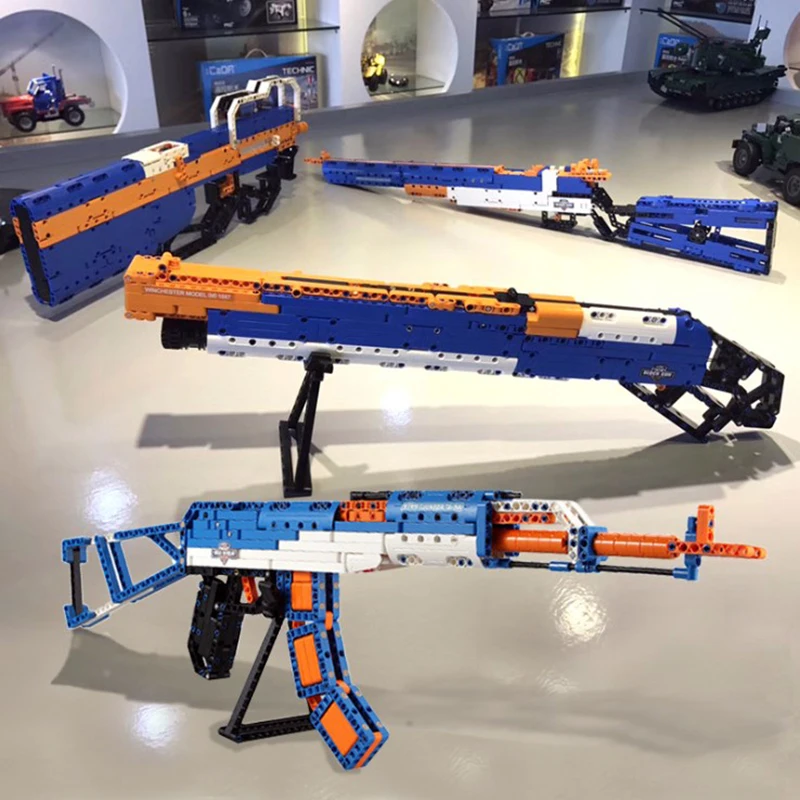 

Muwanzhi Super Military Weapon Toys Pistol AK-47 Rifle Airsoft Gun With Bullets Model Building Block Best Gift Toys For Children