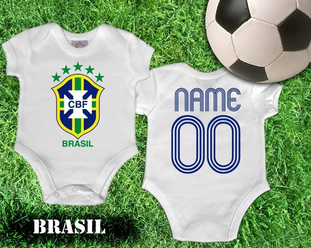 BRAZIL INFANT soccer JERSEY ROMPER BABY BODYSUITS FOOTBALL! CUSTOM NAME&NUMBERin Bodysuits from