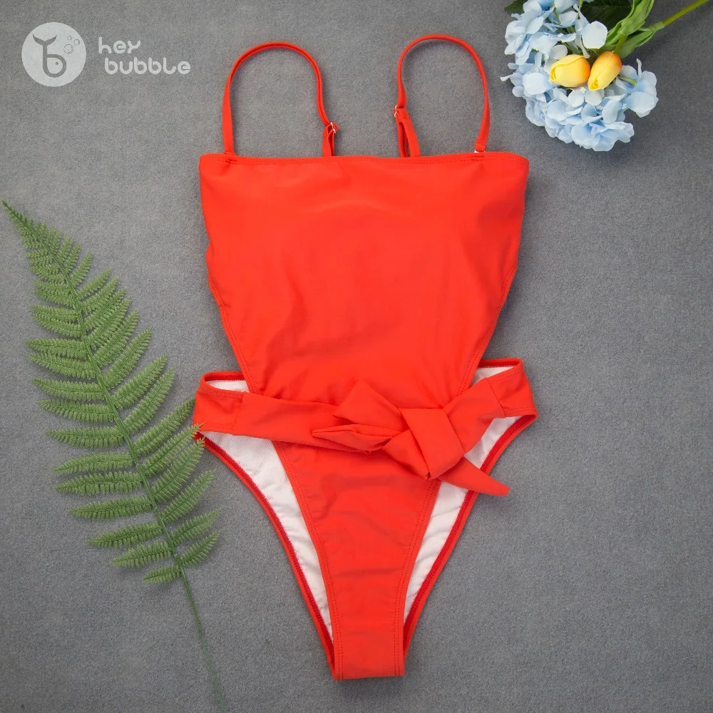 

One-Piece Women Swimwear Bandage Swimsuit Solid Sexy Bikini Push Up Bandage Bathing Suit Backless Monokini Free Shipping