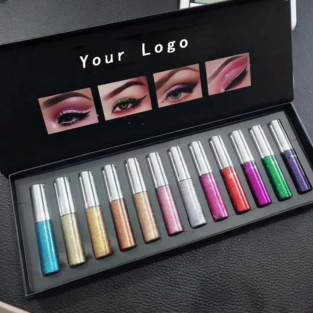 Free private label wholesale but must meet requirement 12pcs/set Beauty Metals Liquid Eye shadow Glitter Shimmer Shadow |