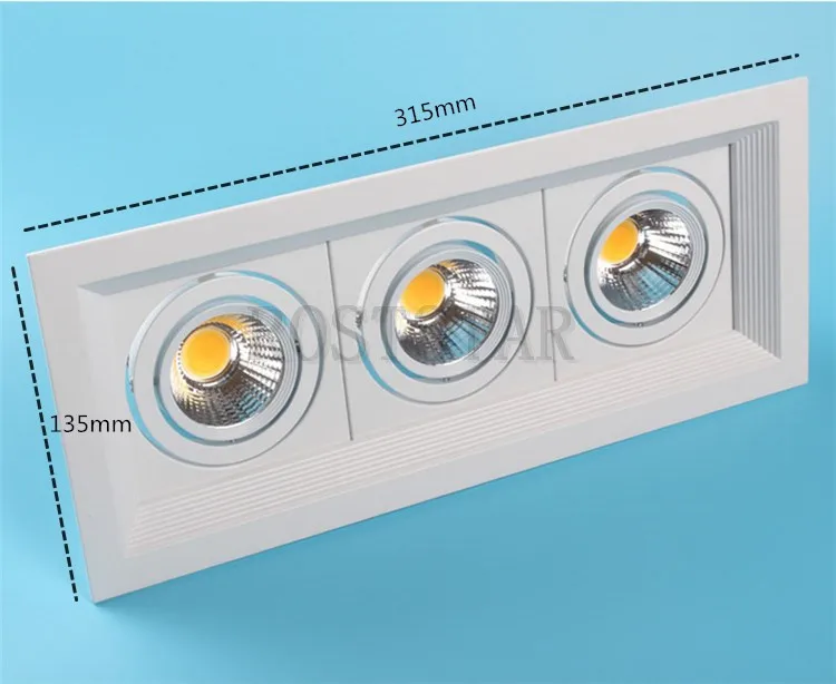 15 Вт/2*15 Вт/3*15 Вт светодиодный удара светильник потолочный свет пятна светодиодный квадратный решетка светильник регулируемый угол пятно