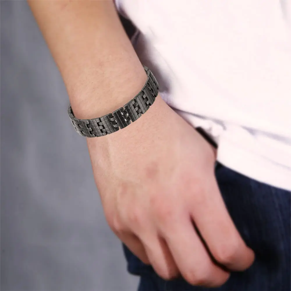 Moocare мужской черный магнитный браслет титановый ювелирный спортивный Энергетический Браслет Голограмма цепочка для здоровья подарок прямая покупка