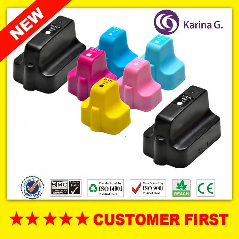 

7X ink Cartridge For HP177 hp 177 for Photosmart 3310 8250 8253 C5185 D7160 D7355 D7360 D7363 inkjet printer