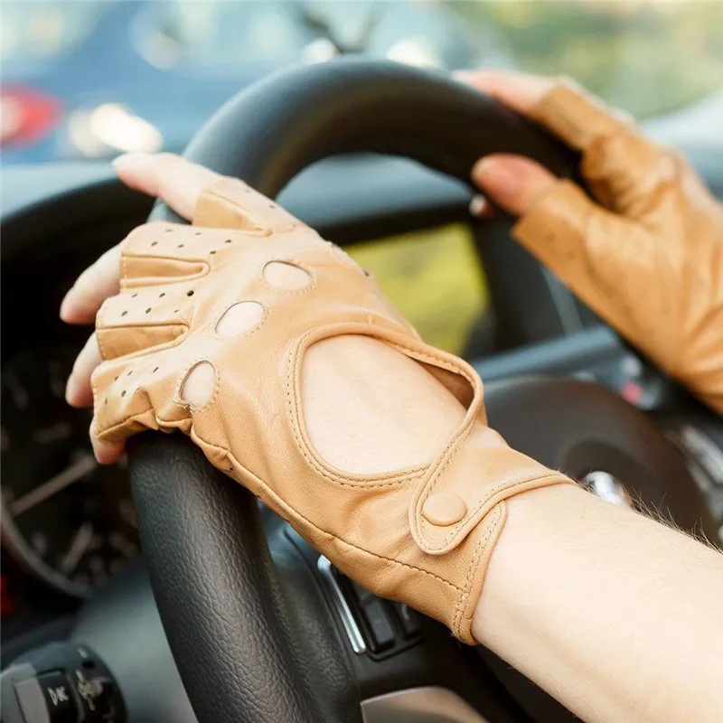

Goatskin leather gloves Half finger lady leather gloves