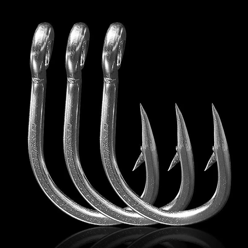 Posidon 10884 10 Pcs/Pack Stainless Steel Assist Fish Hooks Tuna Bait Circle Fish Hooks Live Bait Weighted Fishing Hook