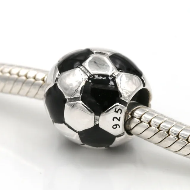 Original 925 Sterling Silver Black Enamel Football Charm Soccer Original 925 Sterling Silver Black Enamel Football Charm Soccer Beads Fits Pandora Bracelets Diy Jewelry Charms
