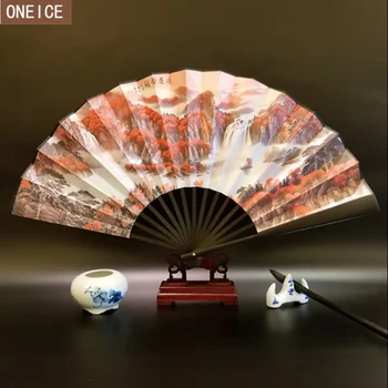 

Chinese fan Bamboo wood printing 10-inch large fan foldable wedding decoration best gift folding fan Wholesale folding fan