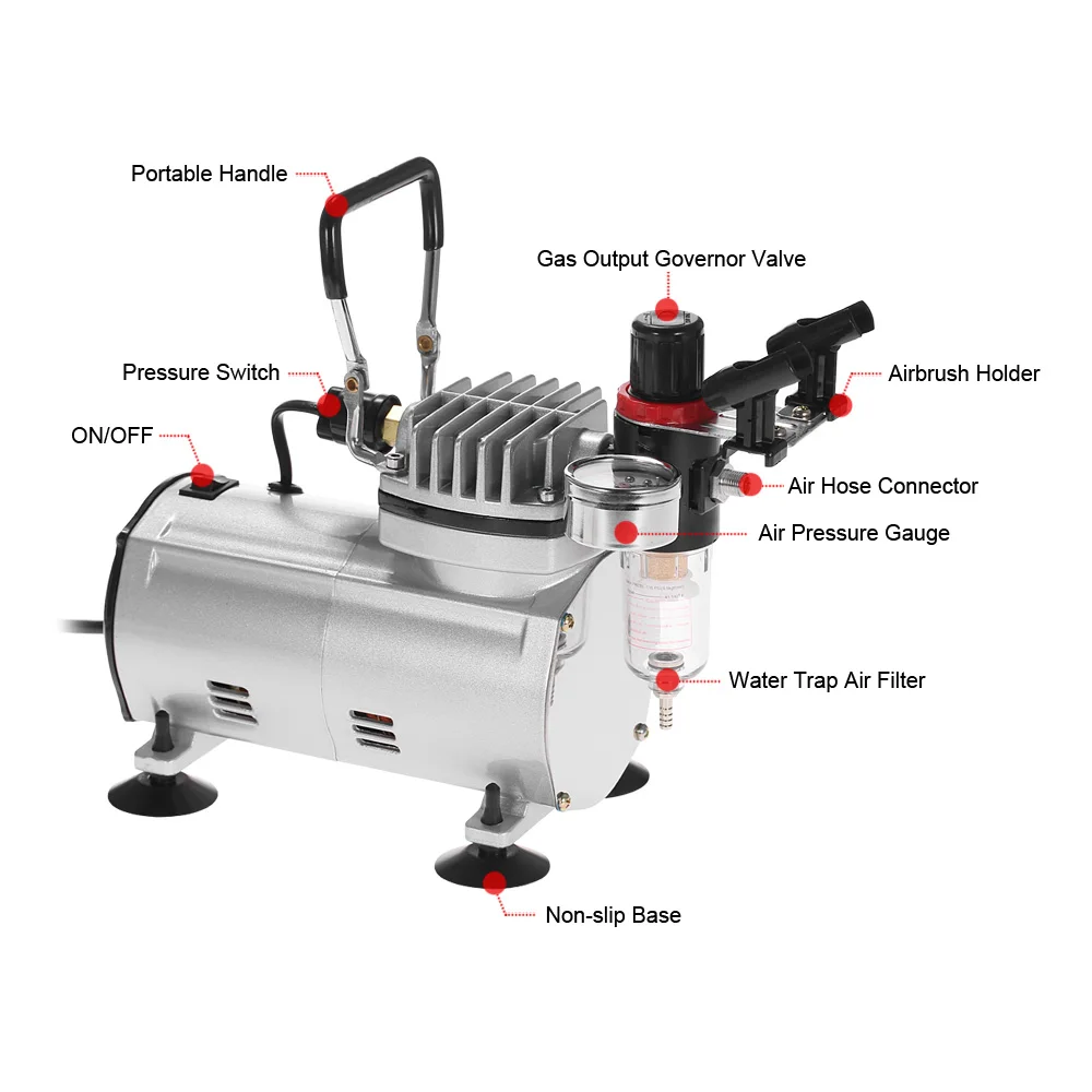 Professional Airbrush Kit With Air Compressor Dual-Action Hobby