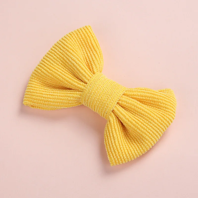 Winter Corduroy BOW Hair Clip or Headband, Hand Tied Bow Nylon Headbands, Baby Shower Gift, Girls Hair Accessories