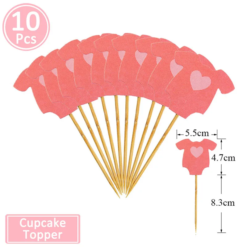 10 шт. Babyshower Одежда для мальчиков и девочек Cupcake Toppers украшения на день рождения для детей - Цвет: 10pcs pink clothes 2