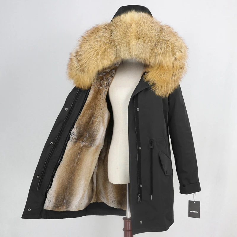 Натуральное меховое пальто брендовая Водонепроницаемая зимняя куртка женская длинная парка воротник из натурального Лисьего меха капюшон Подкладка из натурального кроличьего меха съемный теплый