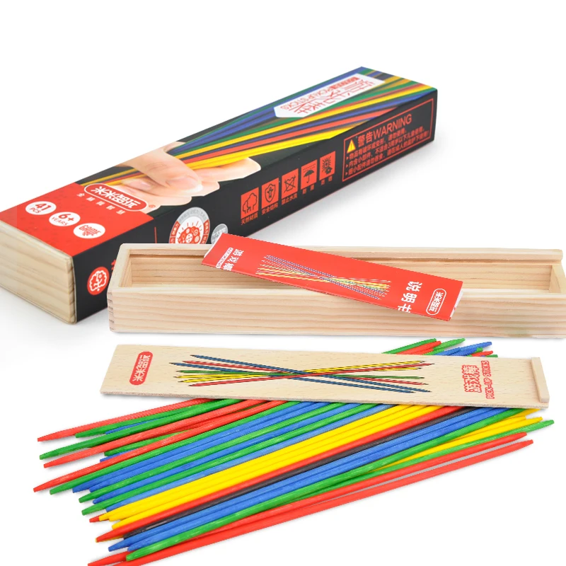 Mikado 41 шт. Красочные Детские Обучающие деревянные Традиционные палочки для палочек с коробкой игра Монтессори дерево игрушки